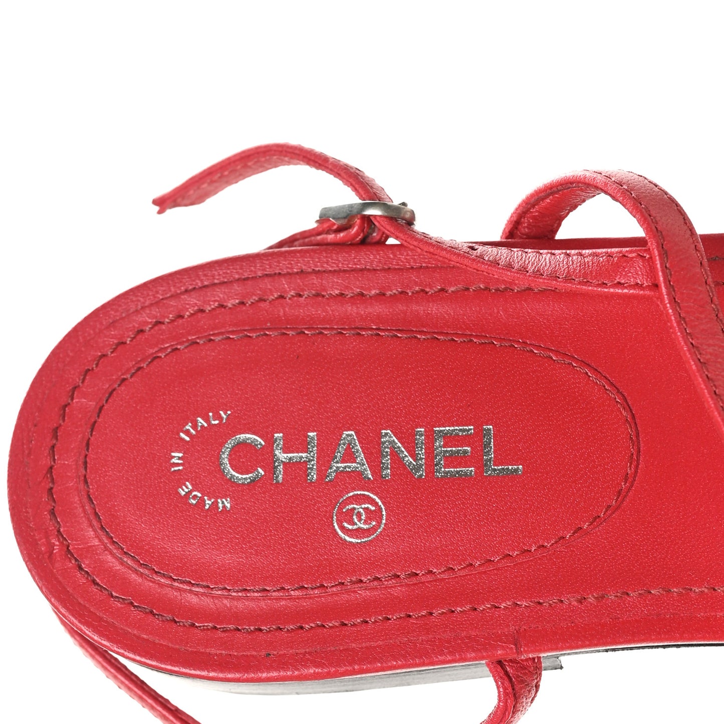 Lambskin CC Thong Sandals 41 Red