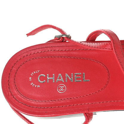 Chanel Lambskin CC Thong Sandals 41 Red 7 of 9