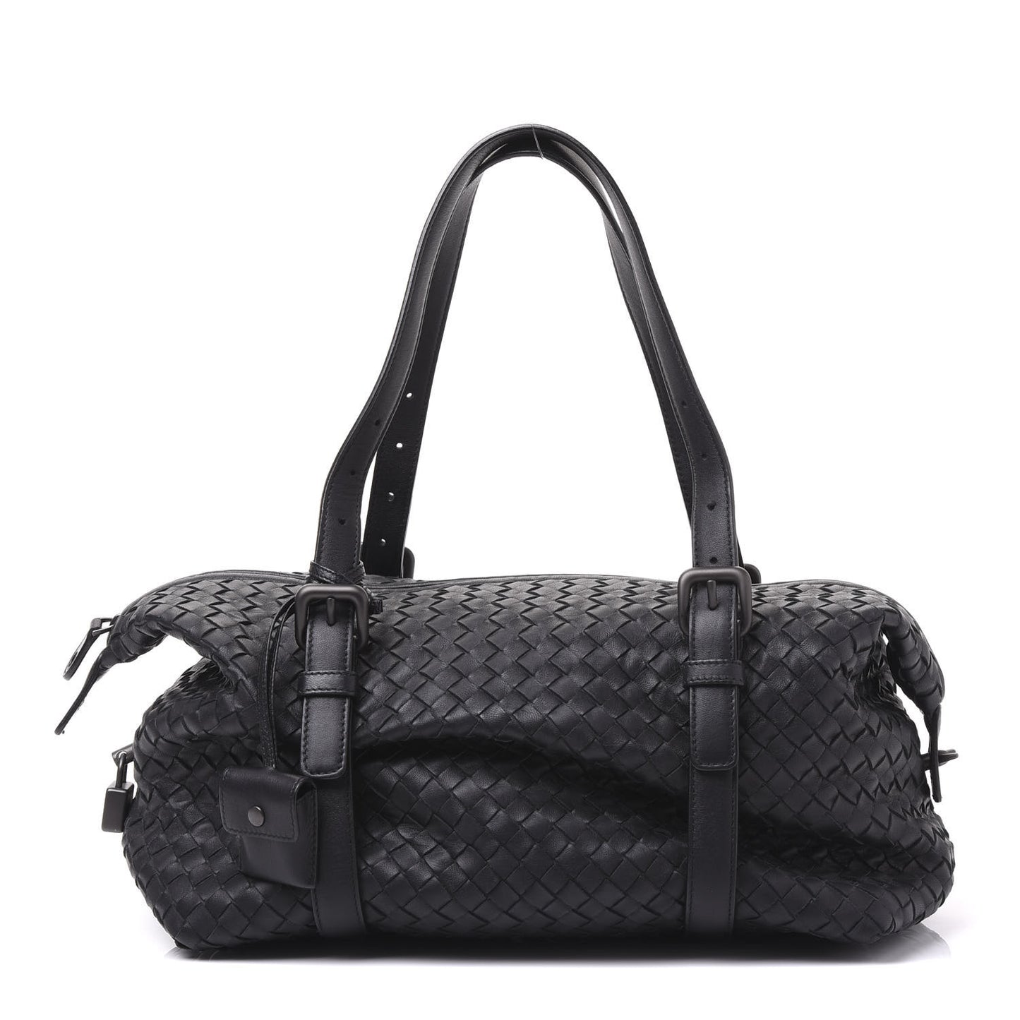 Nappa Intrecciato Montaigne Rings Satchel Black