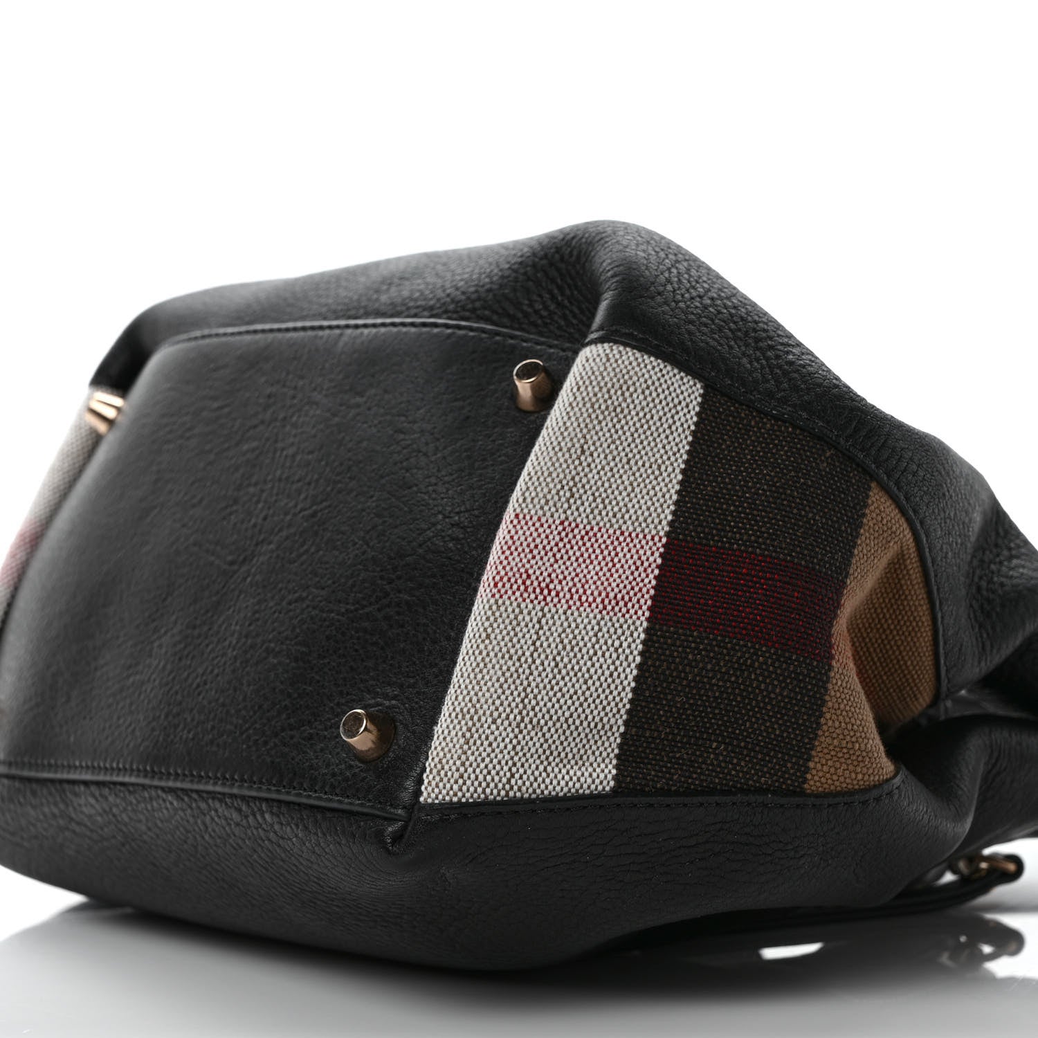 Burberry Grainy Calfskin House Check Small Maidstone Black 9 of 12