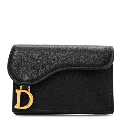 Christian Dior Goatskin Saddle Card Holder Black 1 of 10