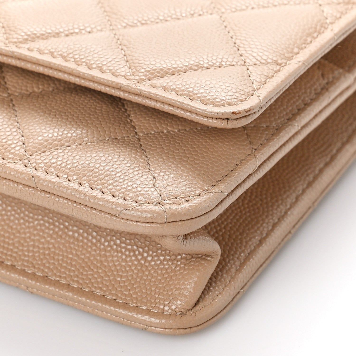 Chanel Caviar Quilted Crystal CC Wallet On Chain WOC Beige 10 of 10