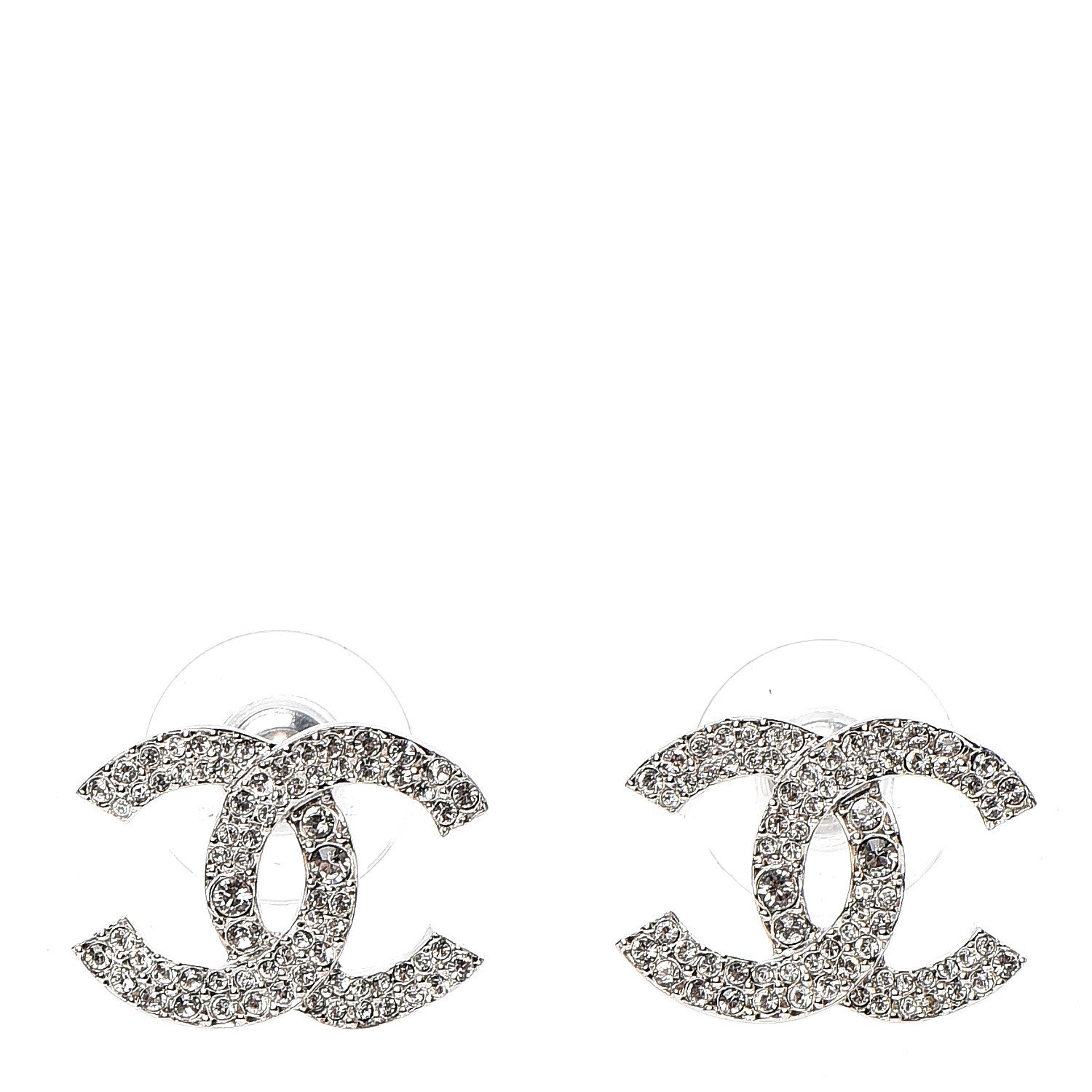 Chanel Crystal CC Earrings Silver 1 of 5