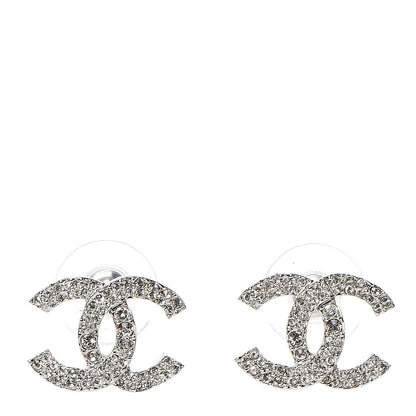 Chanel Crystal CC Earrings Silver 1 of 5