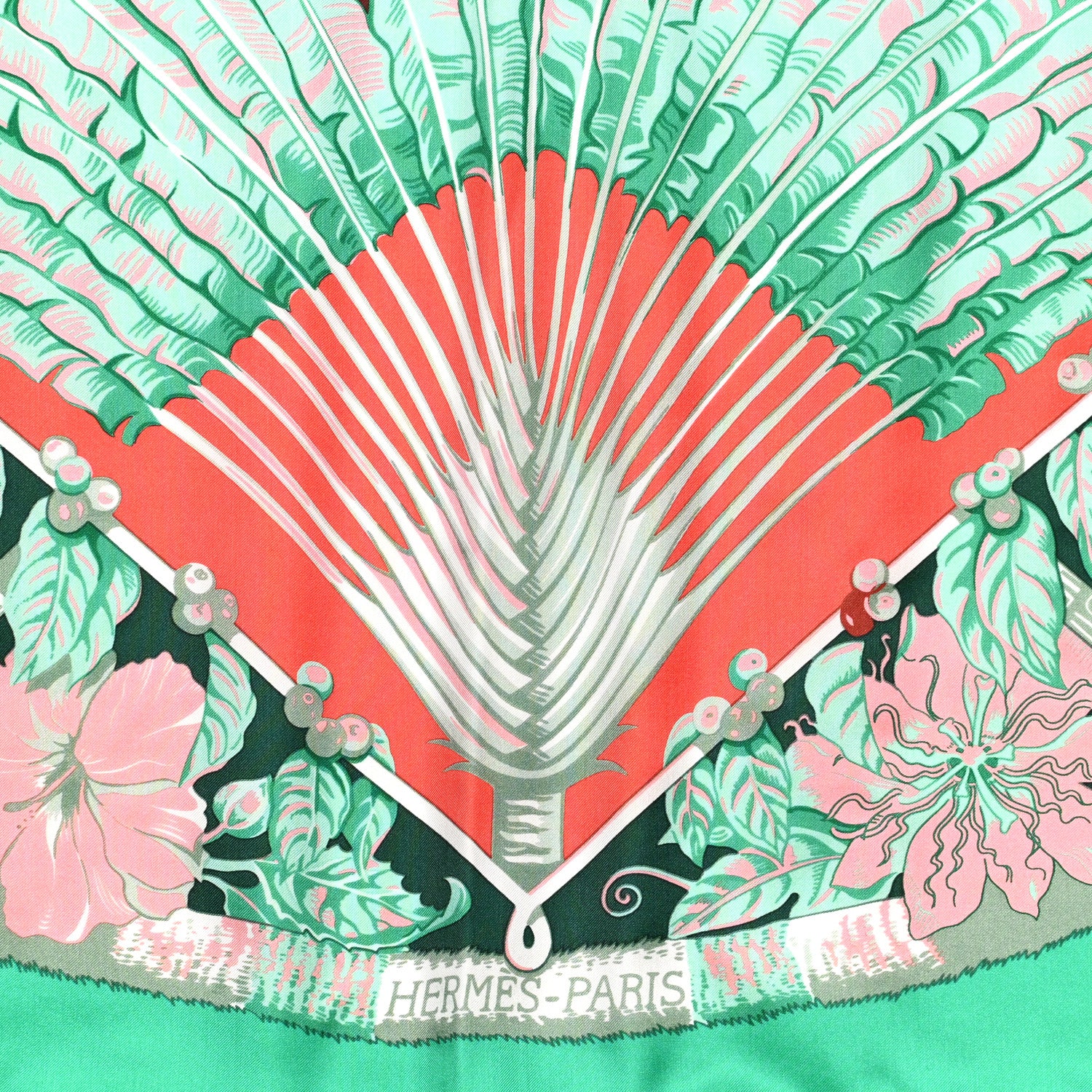 Hermes Silk Aloha Scarf 140 Vert Corail Rose 2 of 5