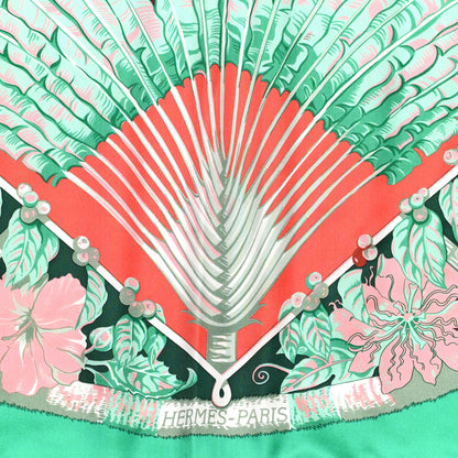 Hermes Silk Aloha Scarf 140 Vert Corail Rose 2 of 5