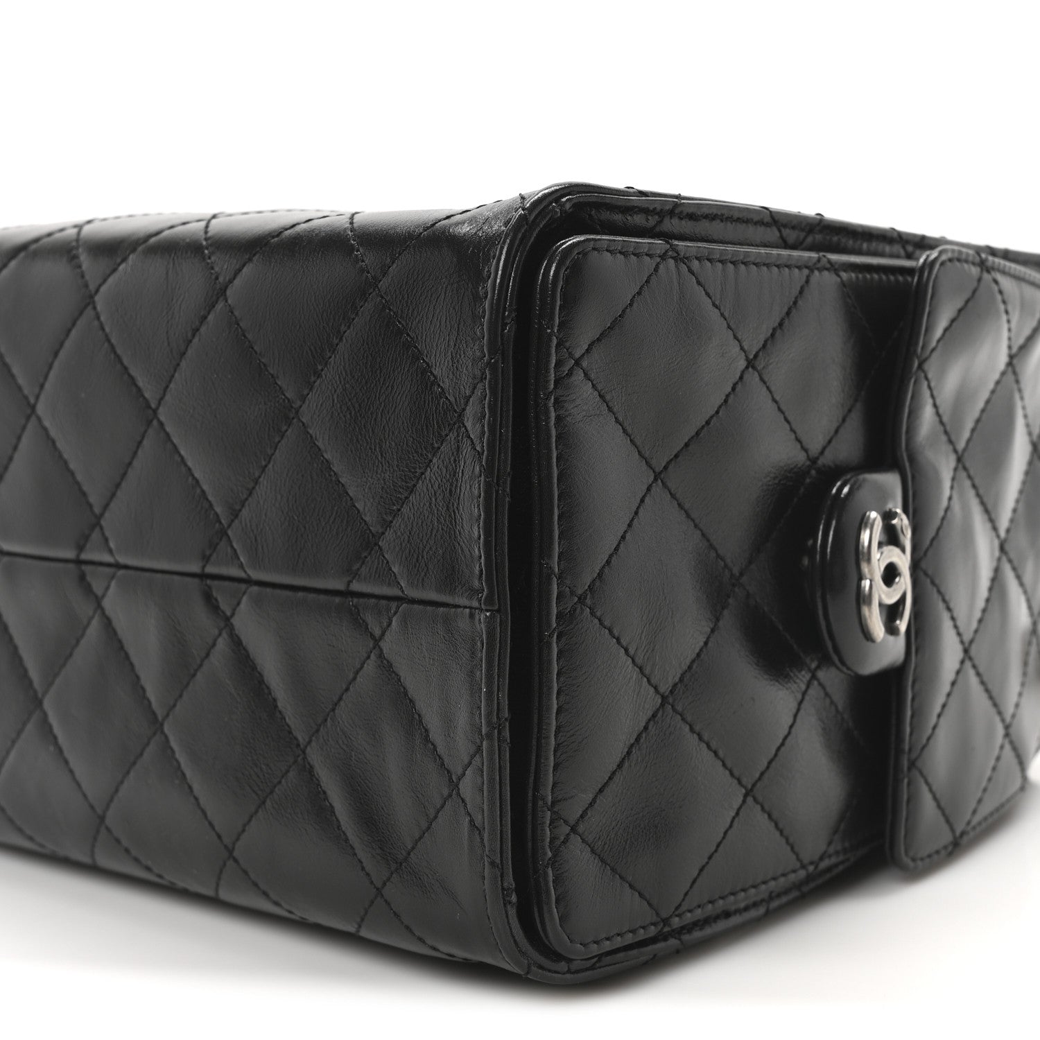Chanel Shiny Crumpled Calfskin Quilted Small Chanel 25 Handbag Black 10 of 11
