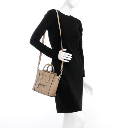 Celine Drummed Calfskin Nano Luggage Dune 2 of 11