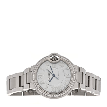 Cartier Stainless Steel Diamond Bezel 33mm Ballon Bleu De Cartier Automatic Watch Blue 2 of 5