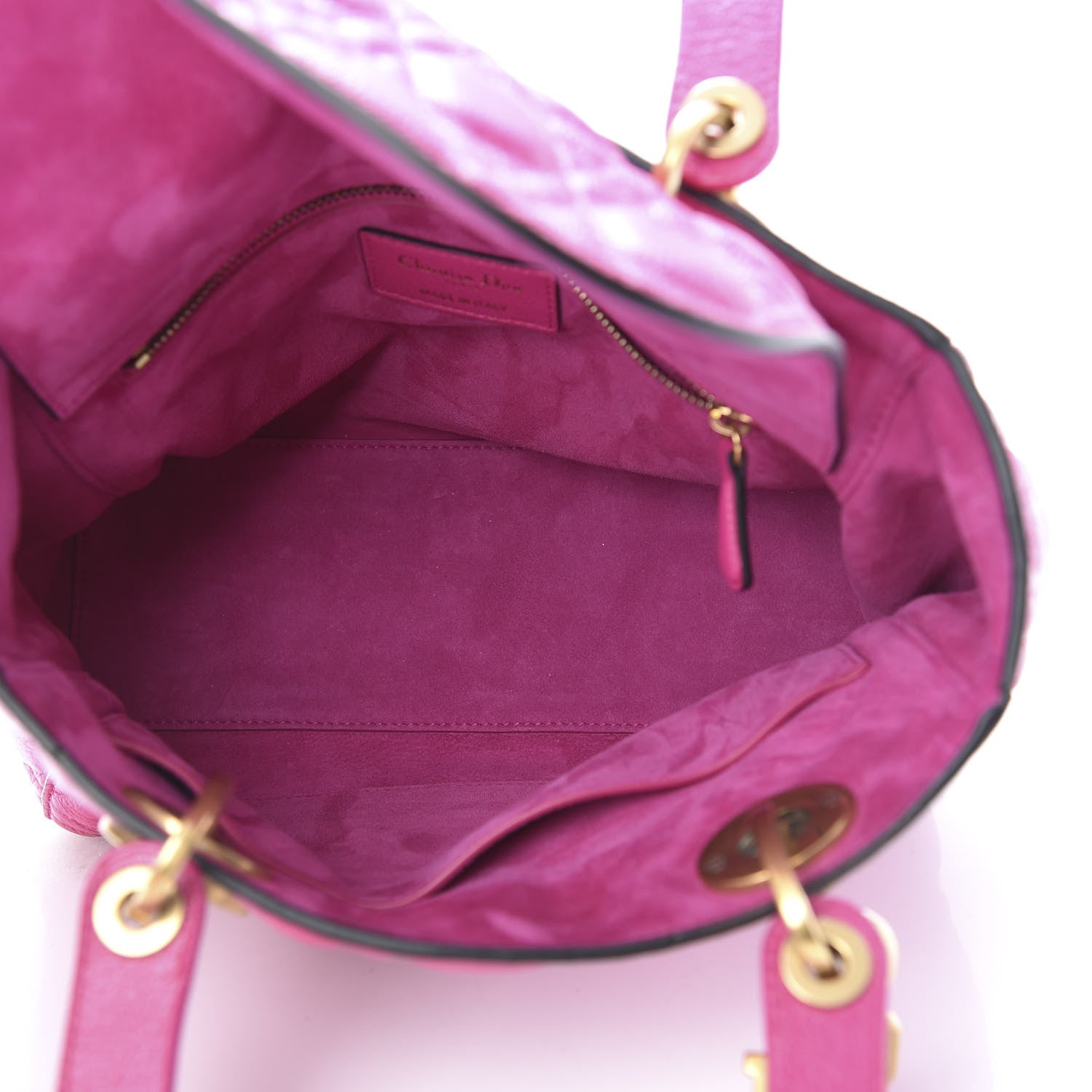 Christian Dior Goatskin Cannage Medium Lady Dior Fuchsia 4 of 9