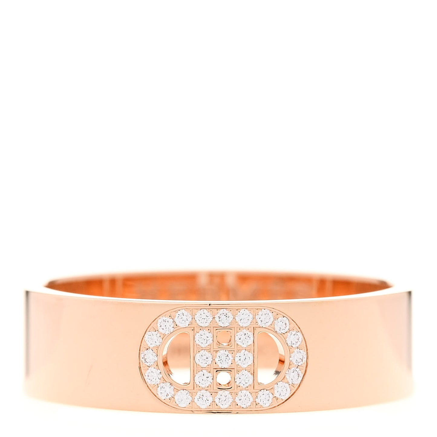 18K Rose Gold Diamond PM H D'Ancre Ring 55 7.25