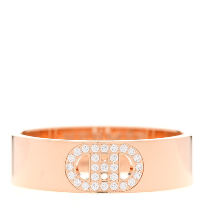 Hermes 18K Rose Gold Diamond PM H D'Ancre Ring 55 7.25 1 of 5