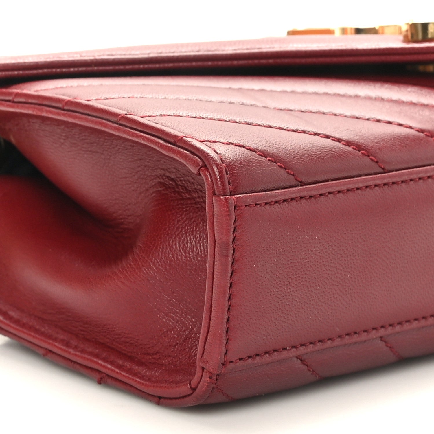 Saint Laurent Lambskin Matelasse Chevron Small Monogram Satchel Oxblood 7 of 8