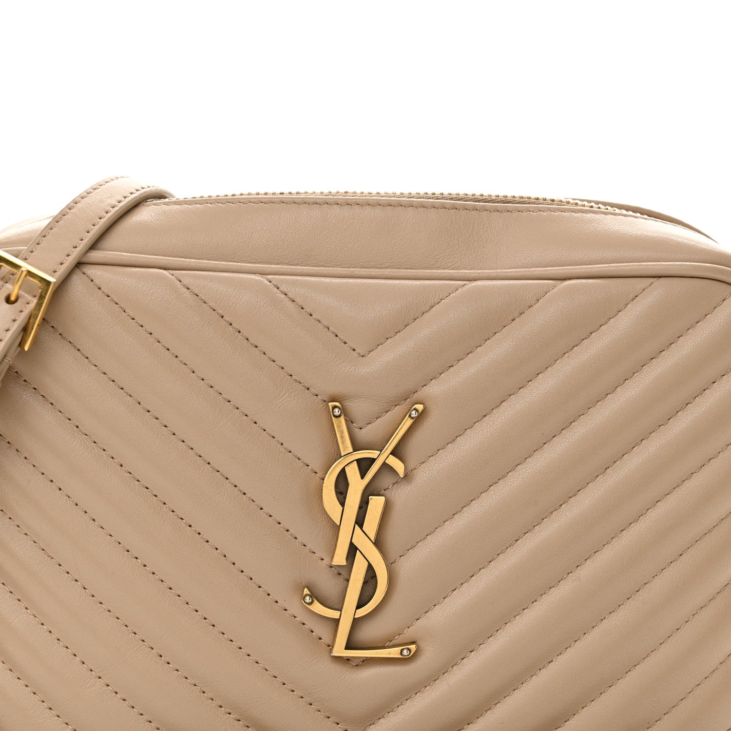 Saint Laurent Calfskin Matelasse Monogram Lou Camera Bag Dark Beige 8 of 17