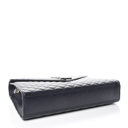 Saint Laurent Grain De Poudre Large Tri-Quilt Monogram Satchel Deep Marine 5 of 10