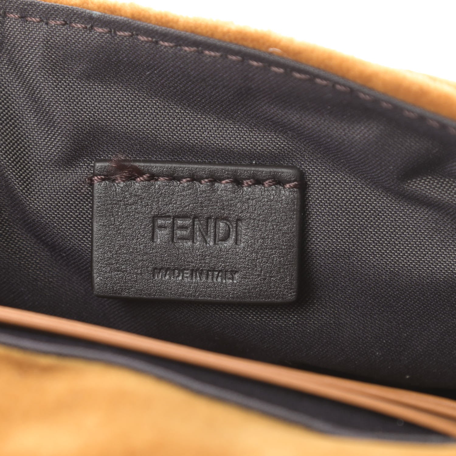 Fendi Velvet FF Embossed Hip Belt Baguette Bag Caramel 6 of 11