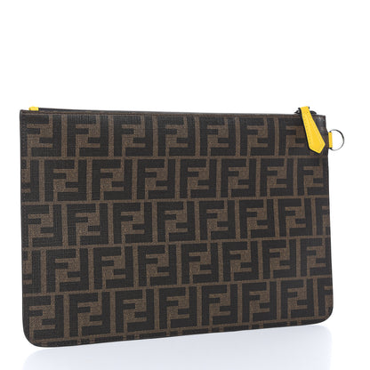 Fendi Glazed Fabric FF 1974 Roma Armor Pouch Tobacco Limone 3 of 9