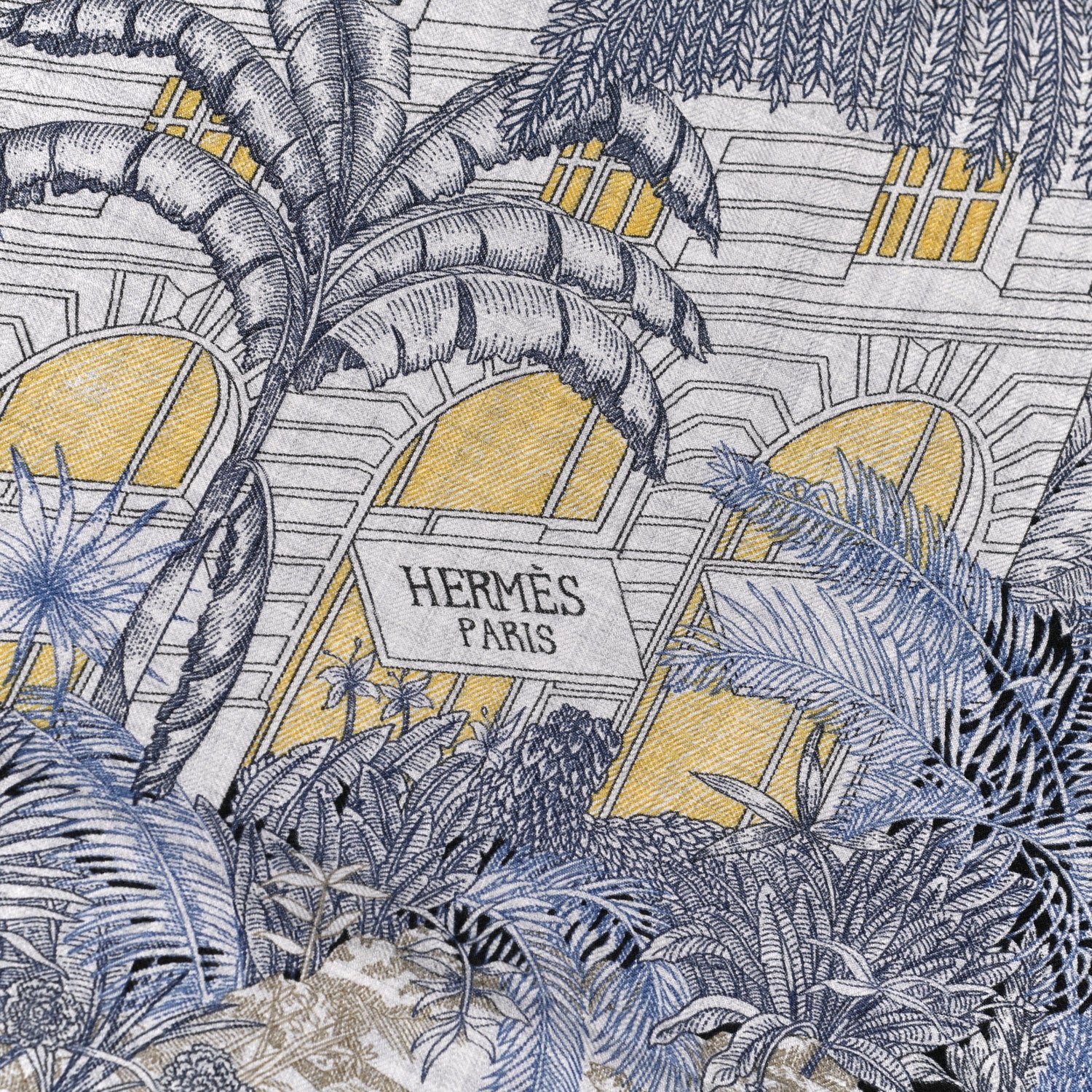 Hermes Cashmere Silk Faubourg Tropical Shawl 140 Gris Chine Encre 2 of 6