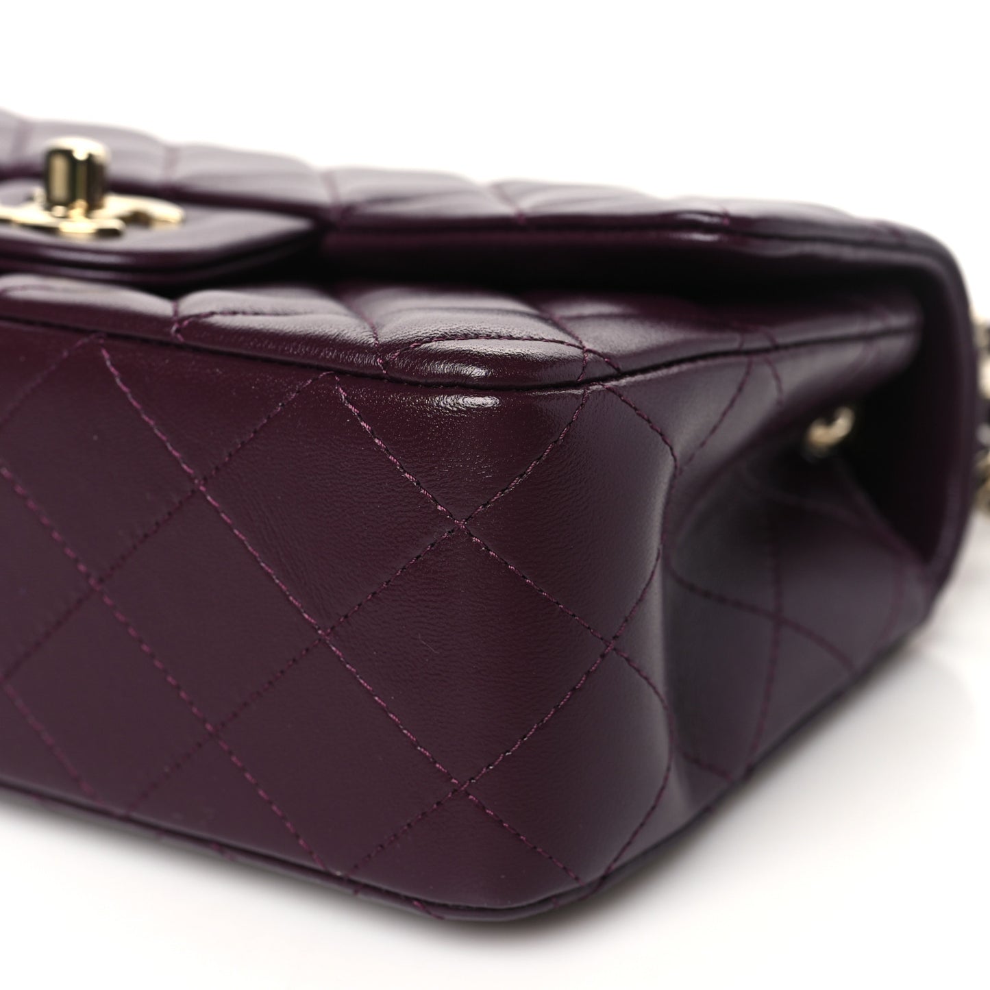 Lambskin Quilted Mini Rectangular Flap Burgundy