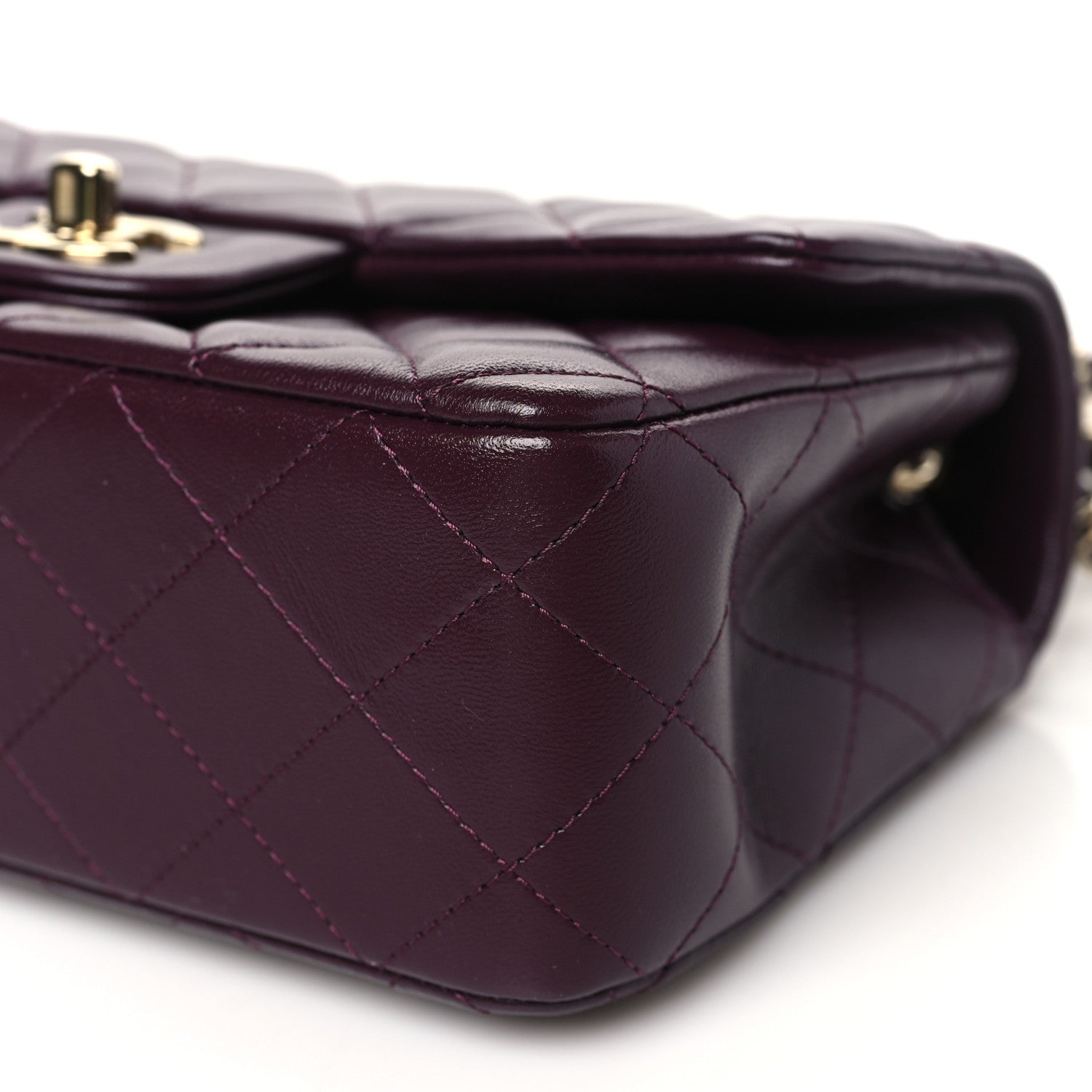 Chanel Lambskin Quilted Mini Rectangular Flap Burgundy 10 of 11