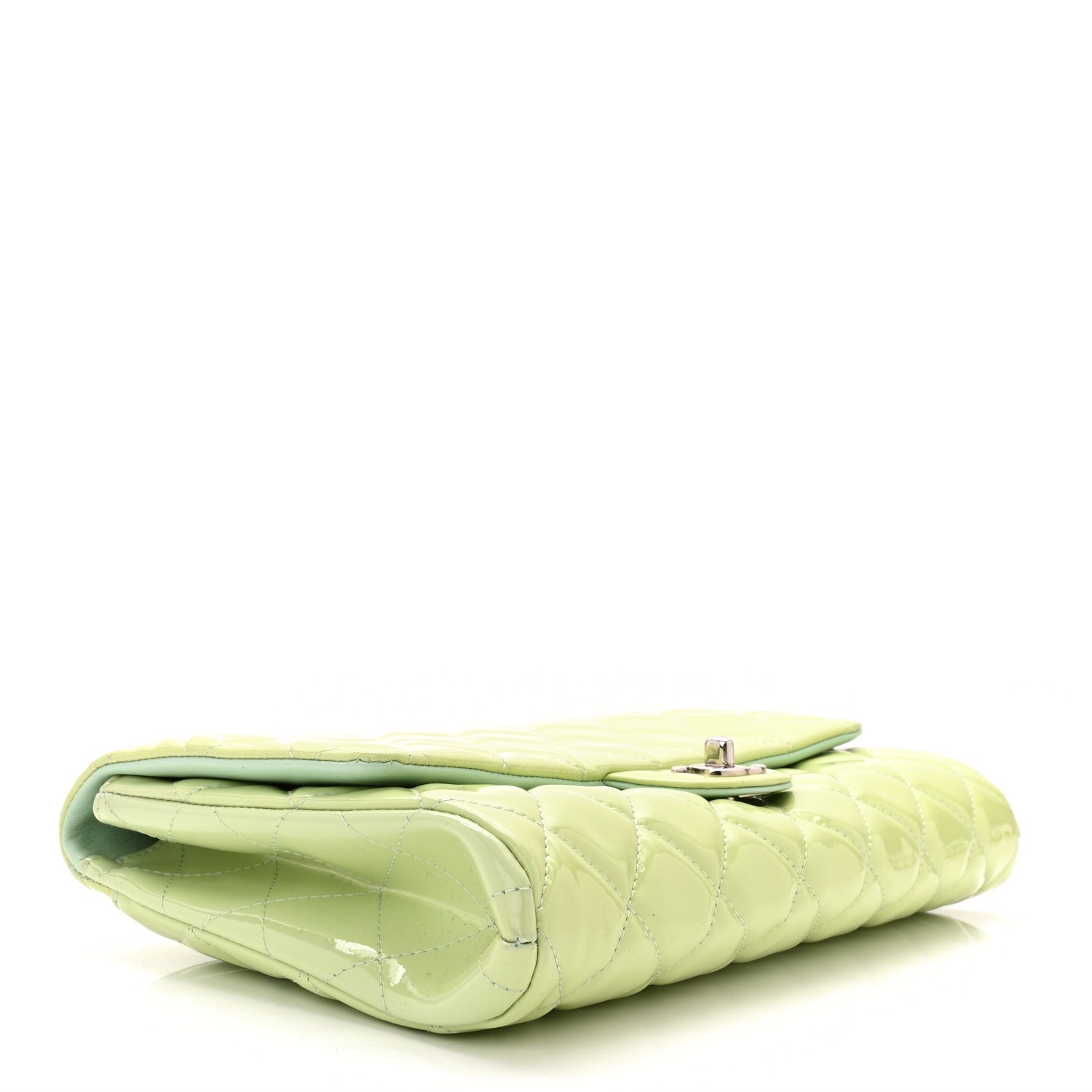 Chanel Patent Quilted Clutch With Chain Flap Light Green 4 of 11