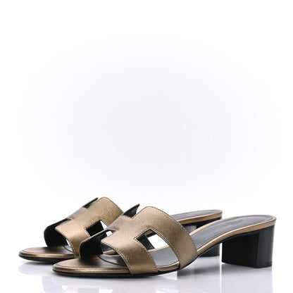 Hermes Metallic Epsom Oasis Sandals 38 Vert Bronze 3 of 9