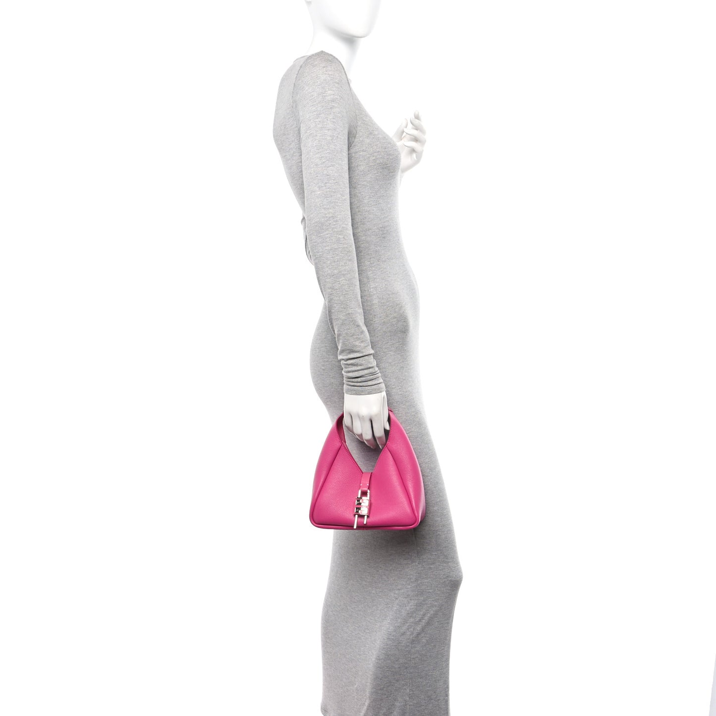 Grained Calfskin Mini G-Lock Hobo Neon Pink