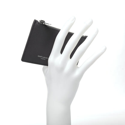 Saint Laurent Grained Calfskin 5 Fragments Zip Pouch Card Holder Fog 2 of 11