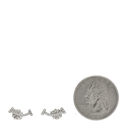 Tiffany 18K White Gold Diamond T Smile Earrings 2 of 5