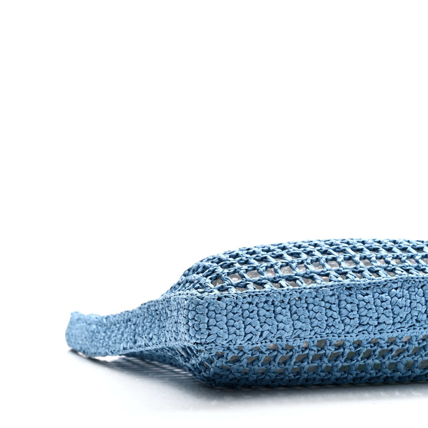 Prada Yarn Raffia Effect Crochet Logo Embroidered Tote Bag Celeste 8 of 9