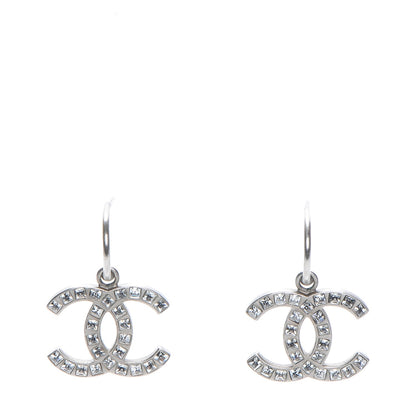 Chanel Baguette Crystal CC Dangle Earrings Silver 1 of 6
