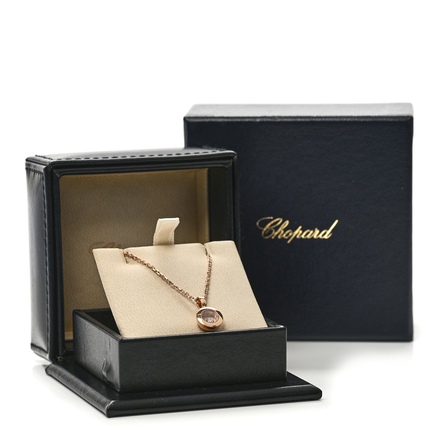 Chopard 18K Rose Gold Happy Diamonds Icons Round Pendant Necklace 8 of 8