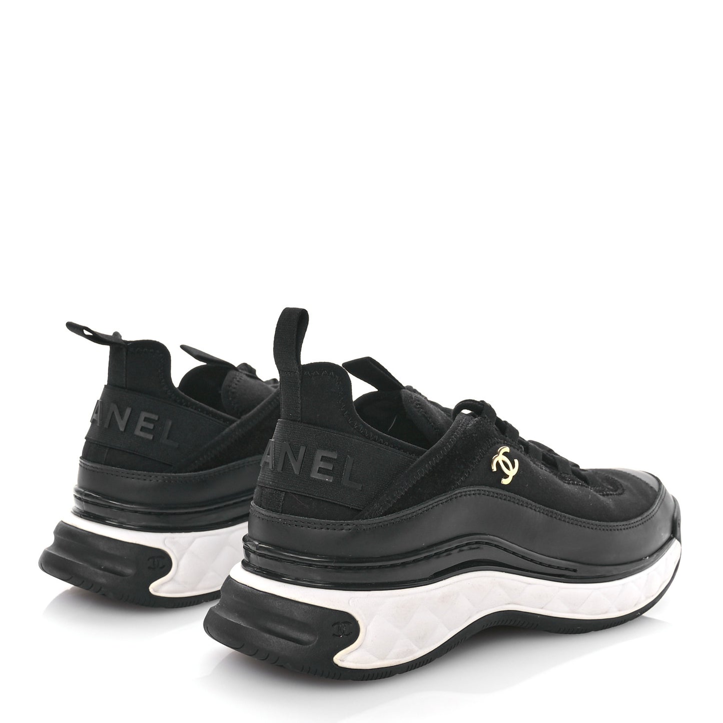 Velvet Calfskin Mixed Fibers CC Sneakers 40 Black