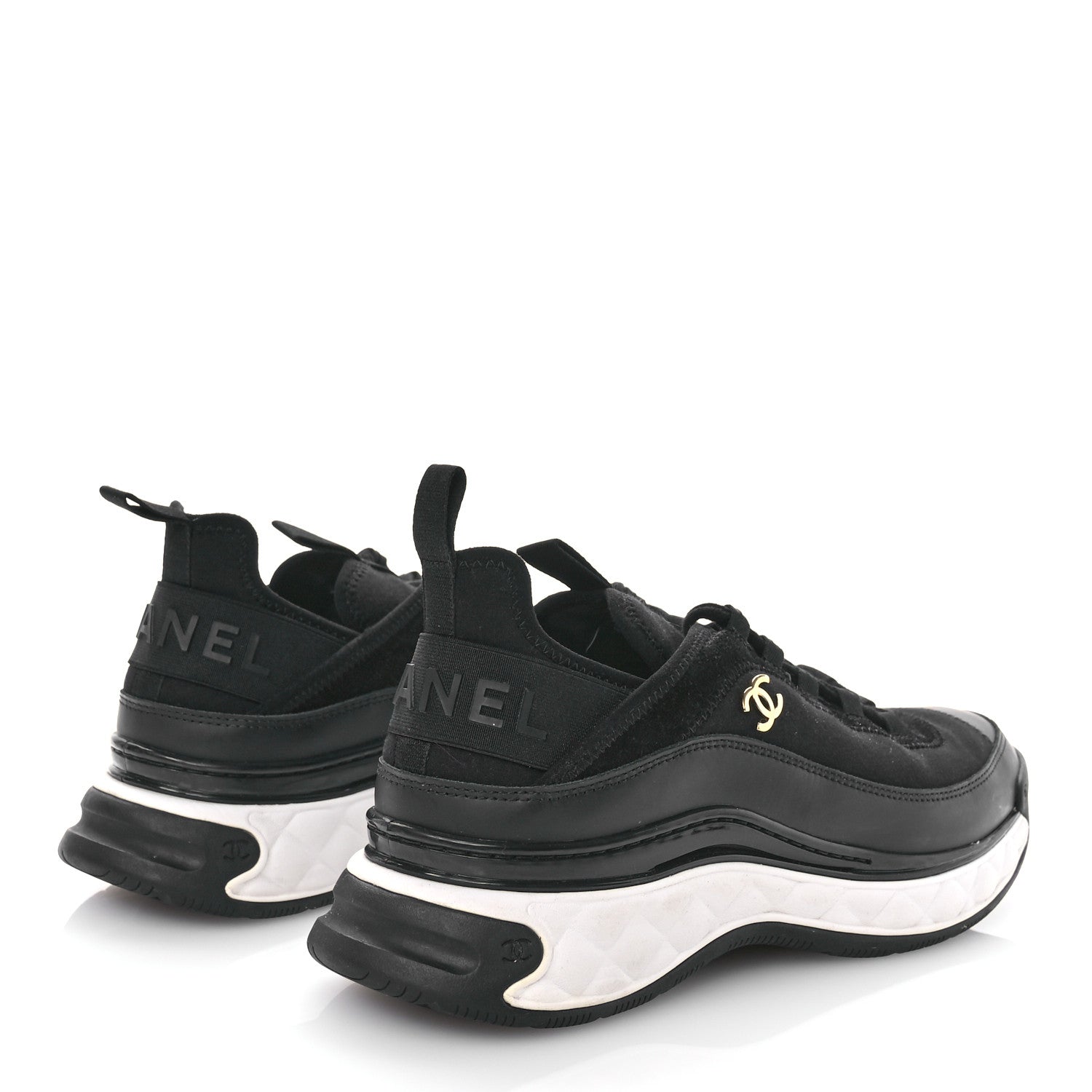 Chanel Velvet Calfskin Mixed Fibers CC Sneakers 40 Black 4 of 9