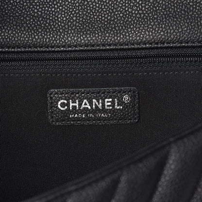 Chanel Caviar Chevron Quilted Large Puffy CC Flap Black 8 of 11