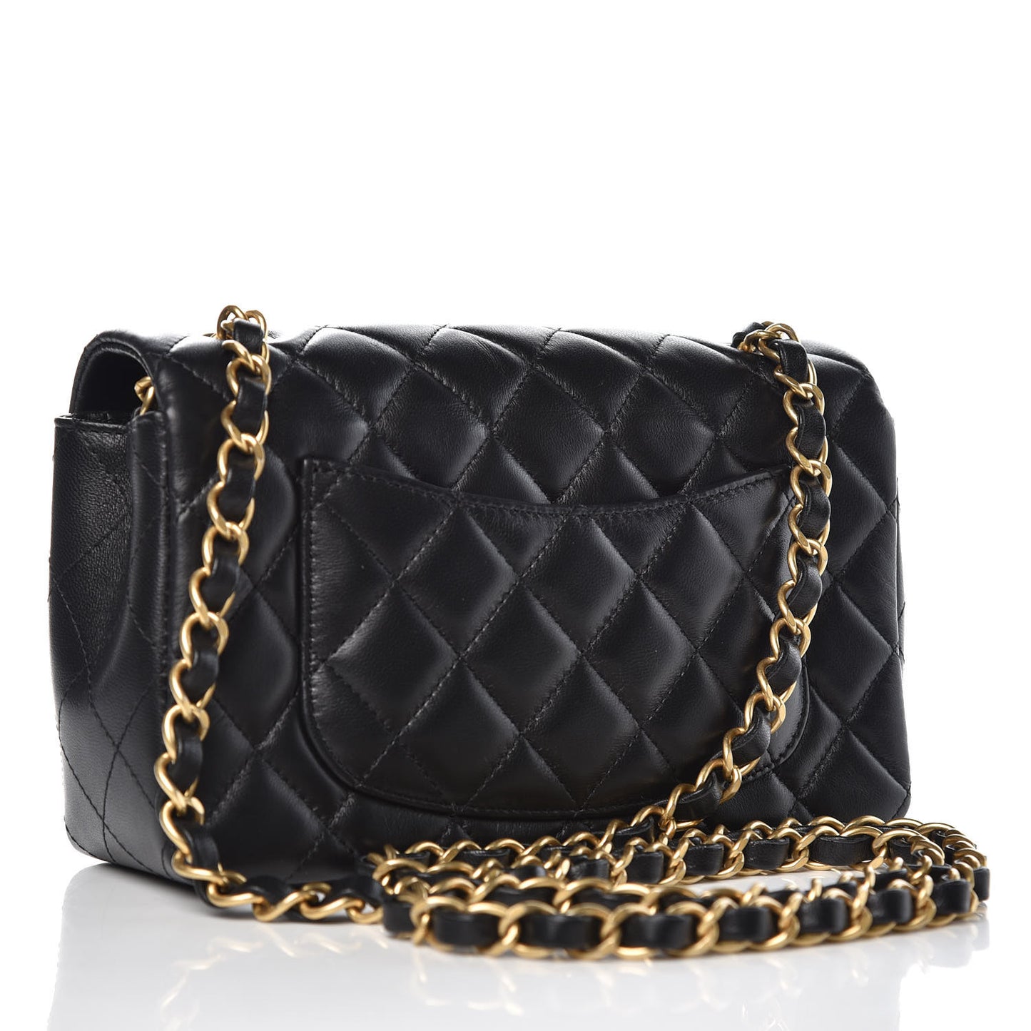 Lambskin Quilted Mini Rectangular Flap Black