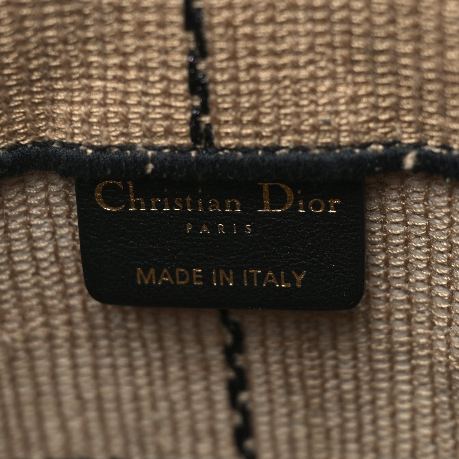 Christian Dior Canvas Embroidered Medium Bayadere Book Tote Black Beige 6 of 9