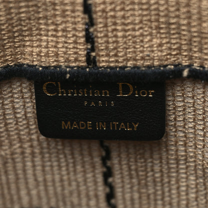 Christian Dior Canvas Embroidered Medium Bayadere Book Tote Black Beige 6 of 9