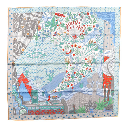 Hermes Silk Twill Le Premier Chant Scarf 90 Aqua Vert Grenadine 1 of 5