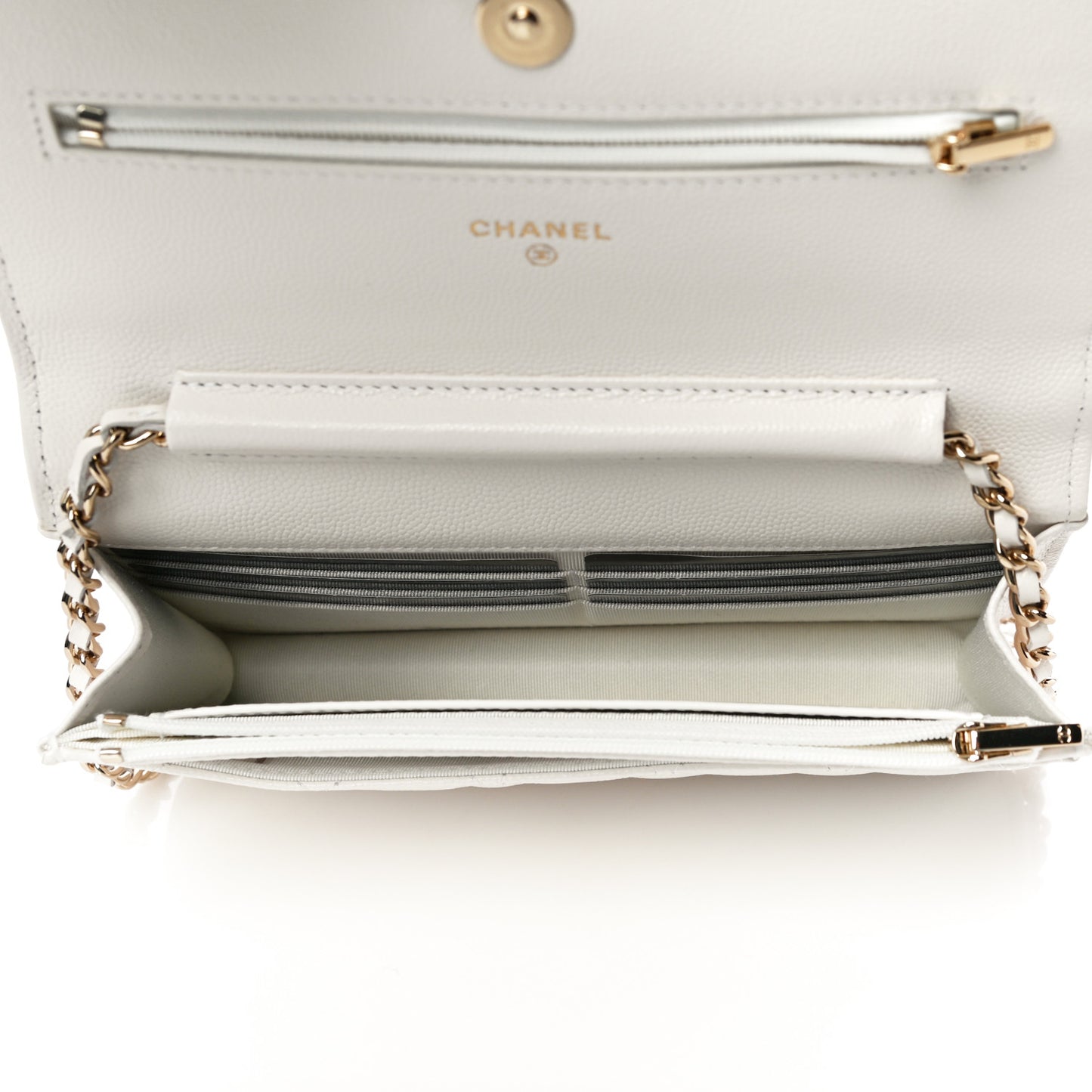 Caviar Quilted Wallet On Chain WOC White