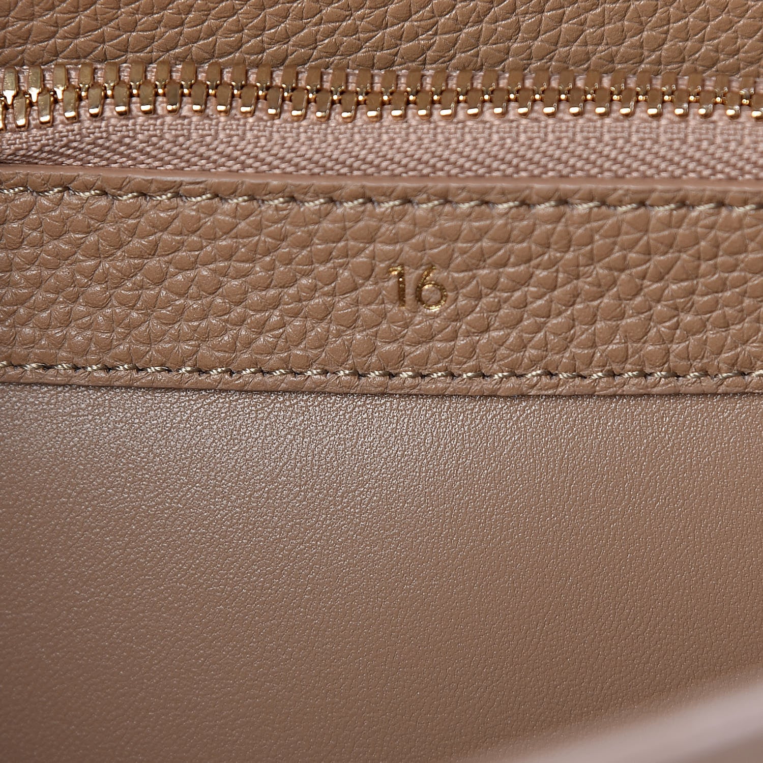 Celine Grained Calfskin Classique 16 Top Handle Bag Beige 7 of 11