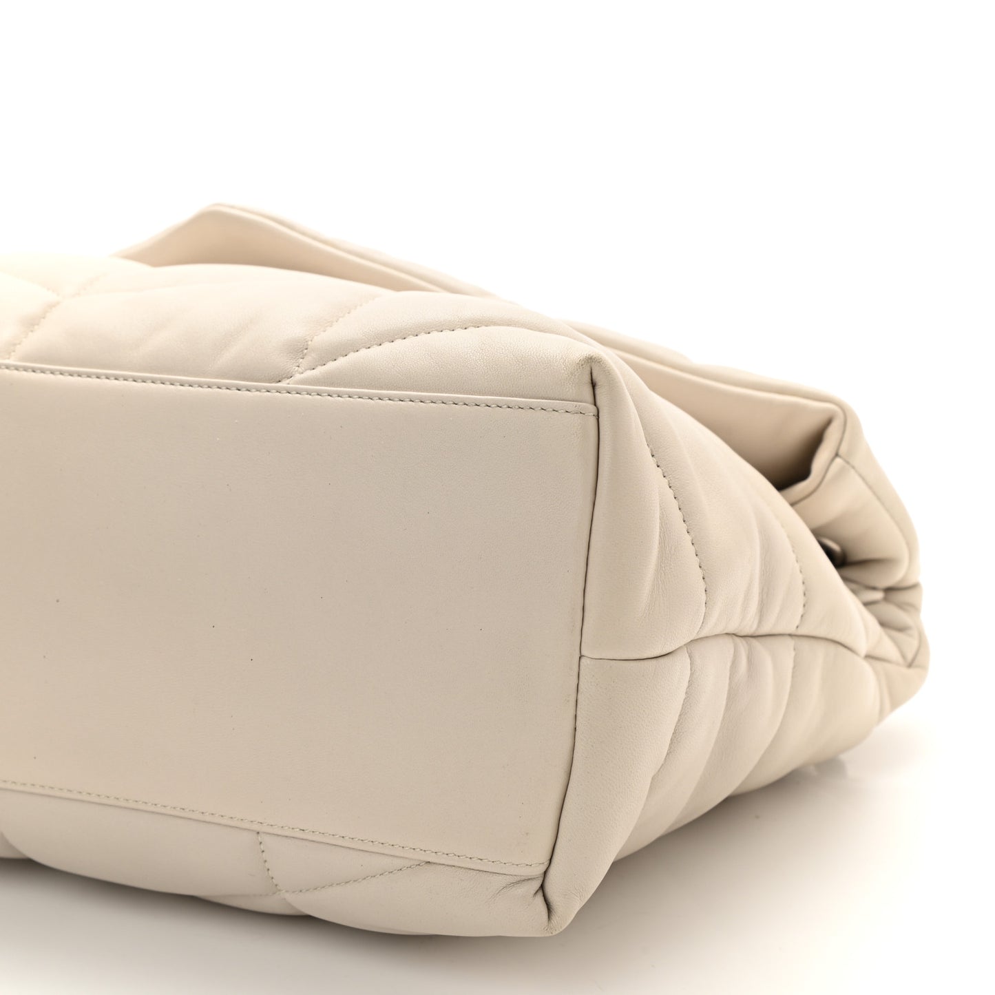 Lambskin Quilted Medium Loulou Puffer Monogram Chain Satchel Crema Soft