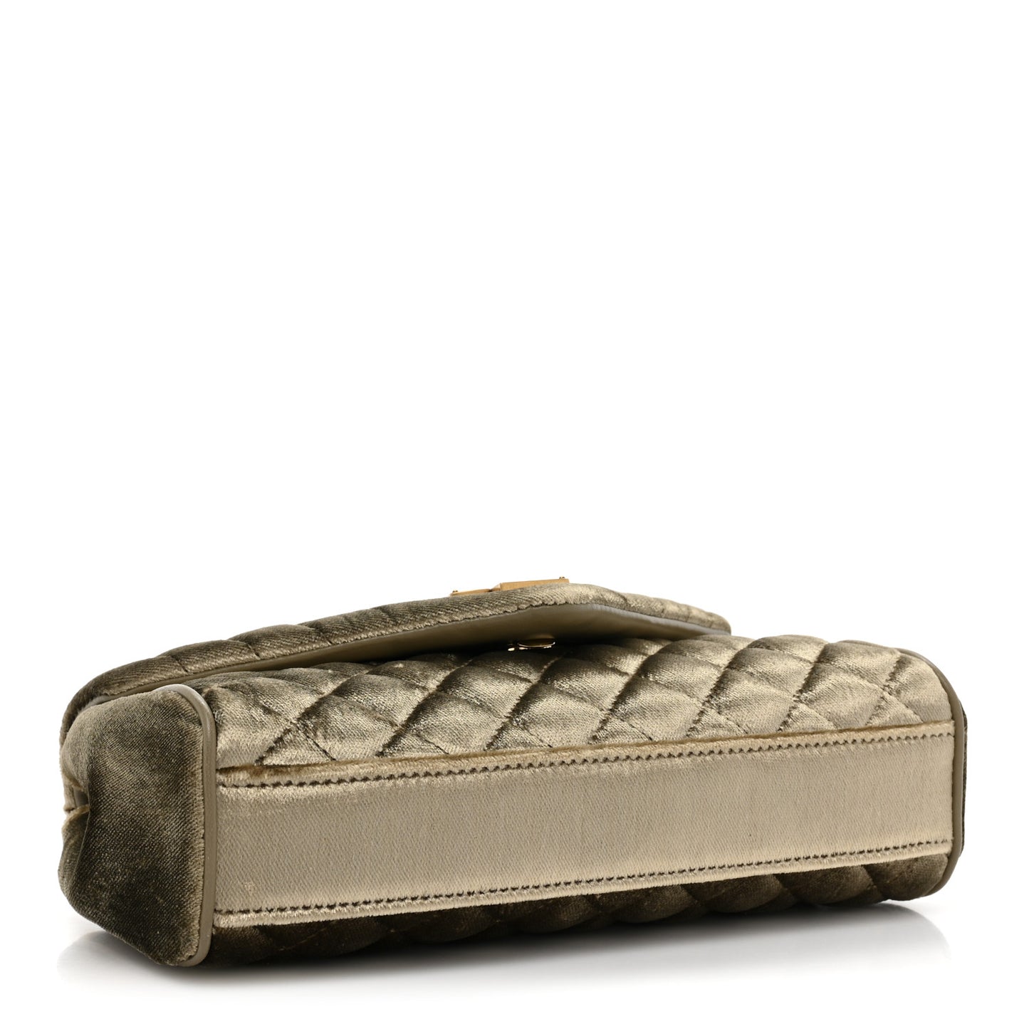 Velvet Mixed Matelasse Triquilt Small Monogram Satchel Dark Vintage Olive