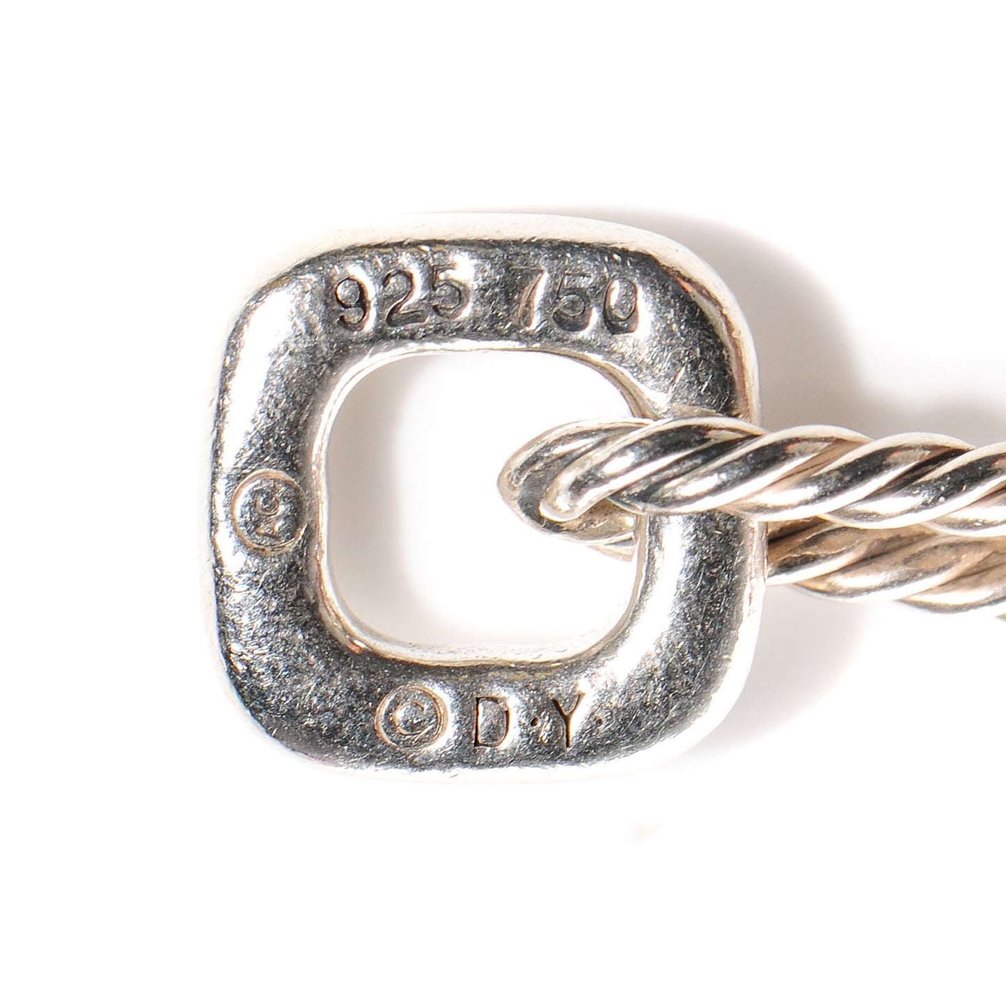 Sterling Silver 18K Yellow Gold Cable Heart Charm Bracelet
