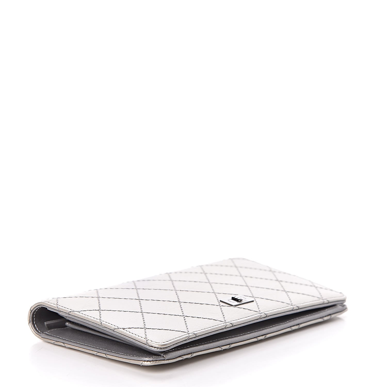 Chanel Metallic Aged Calfskin Stitched Reissue Yen Wallet Silver 4 of 8