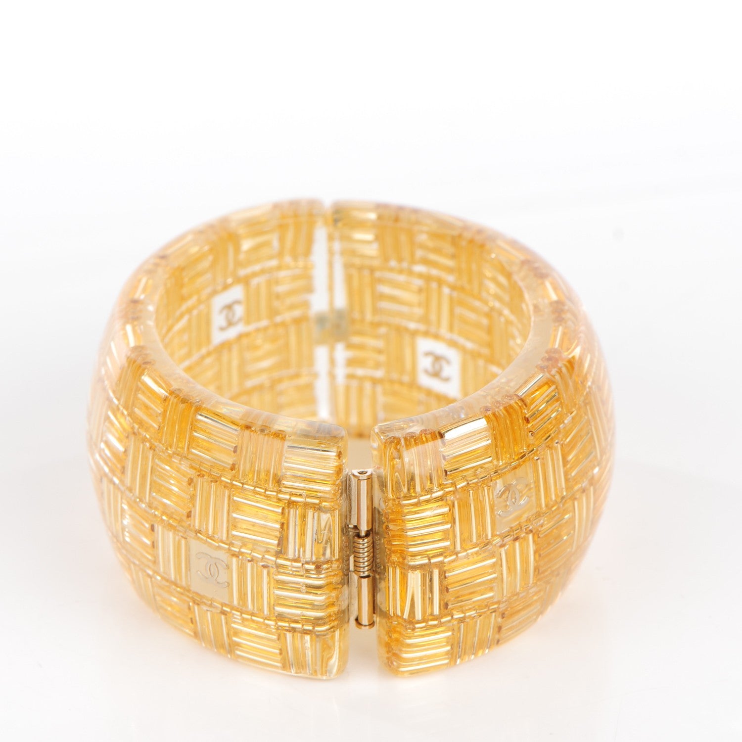 Chanel Lucite Beaded CC Cuff Gold 4 of 5