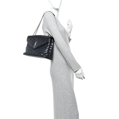 Saint Laurent Calfskin Y Quilted Monogram Medium Loulou Chain Satchel Black 2 of 17