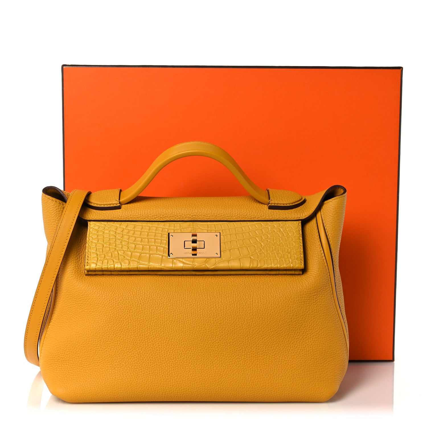 Hermes Togo Matte Alligator Swift Touch 24/24 29 Jaune Ambre 11 of 11