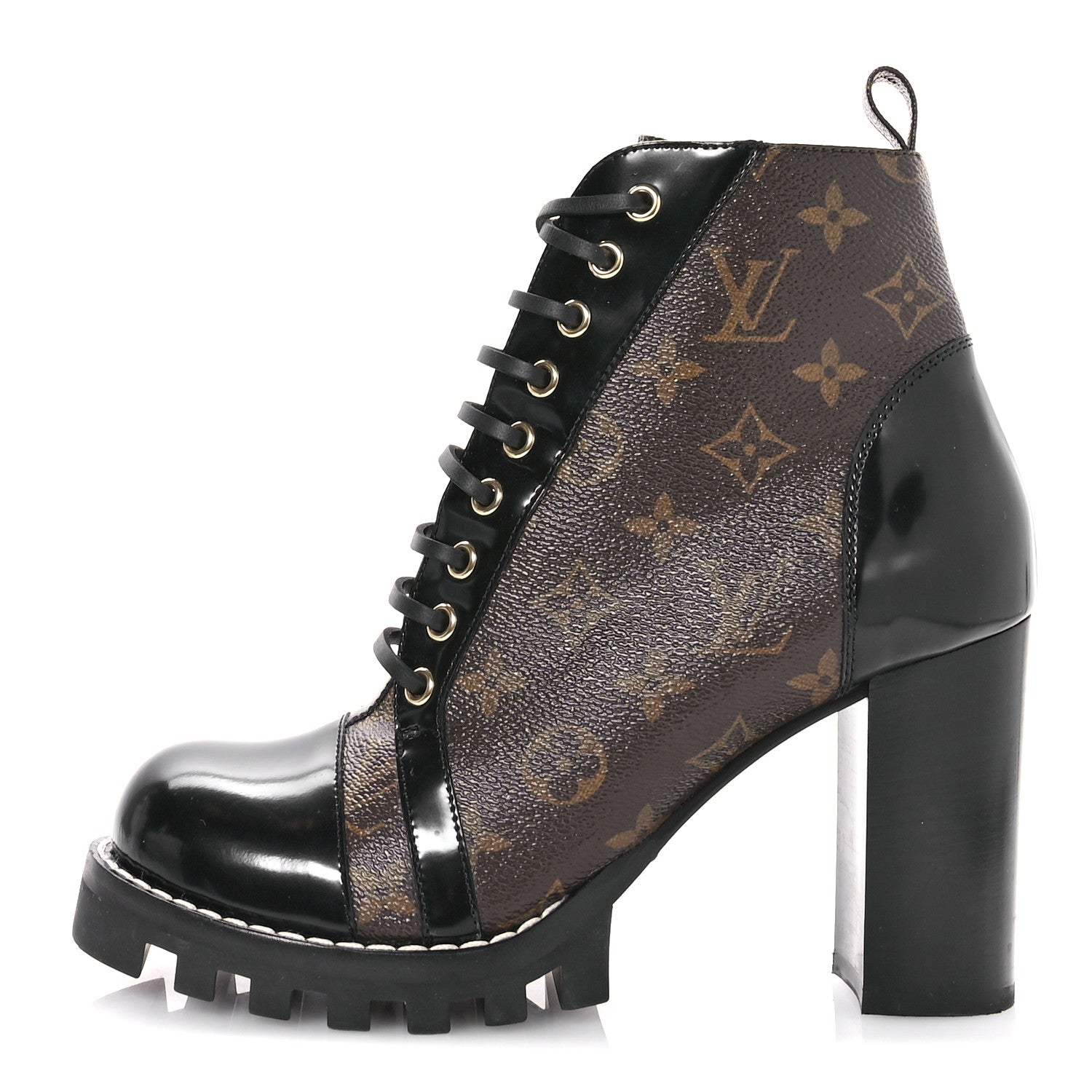 Louis Vuitton Patent Calfskin Monogram Star Trail Ankle Boots 40 Black 1 of 7