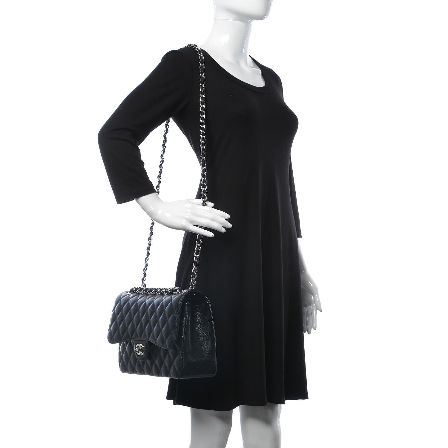 Chanel Caviar Quilted Jumbo Double Flap Black 2 of 8